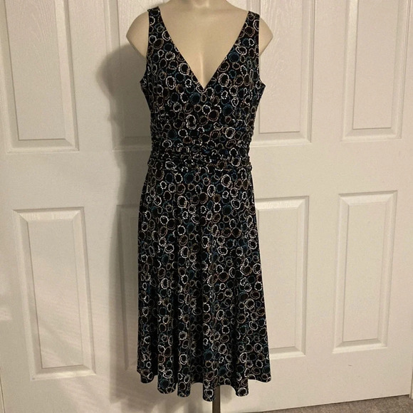 Karin Stevens black patterned sleeveless dress 8 - Picture 1 of 15